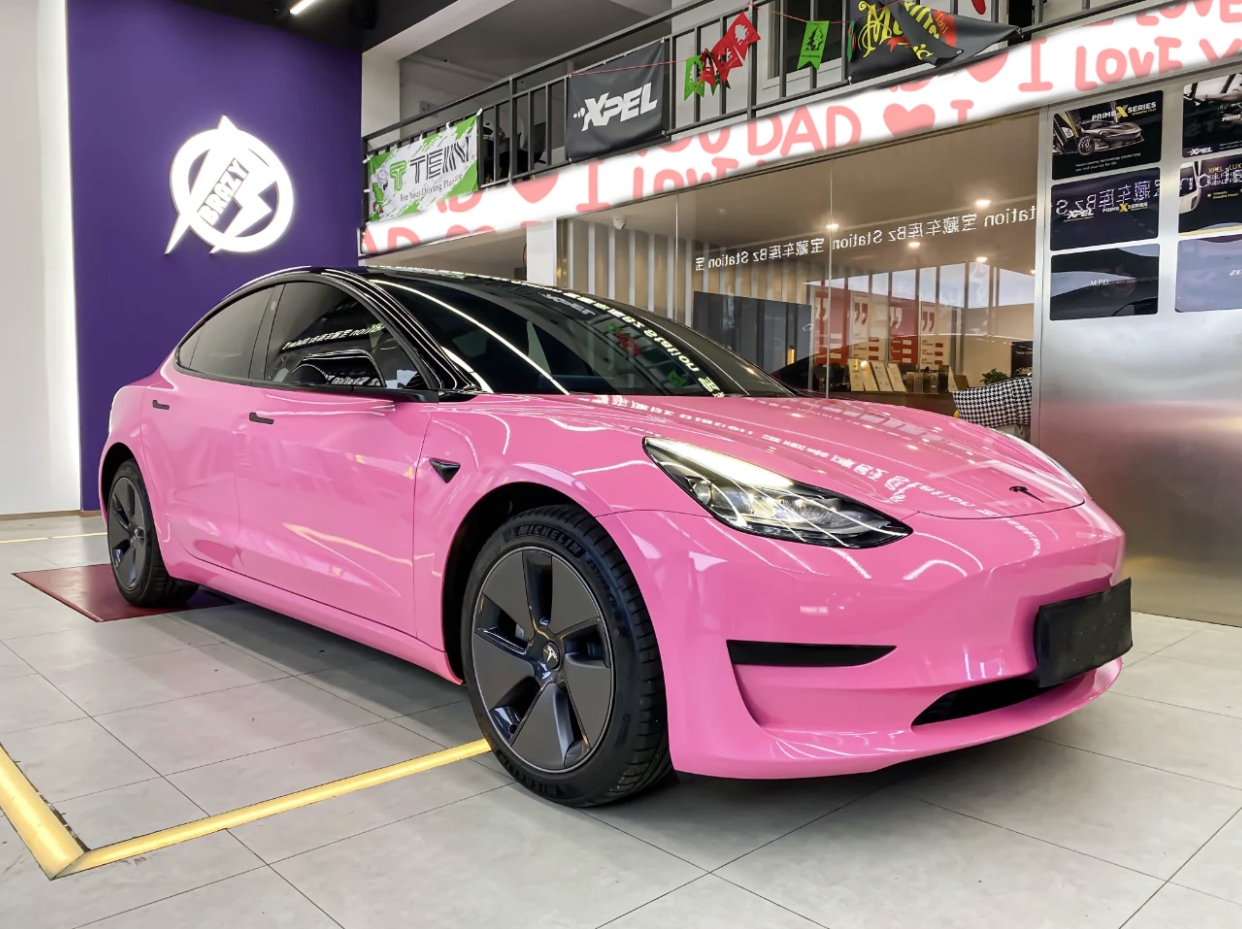 Tesla Model 3 Wrap Best Ravoony Glossy Princess Pink Vinyl Car Wrap Tesla Model 3 Wrap ravoony
