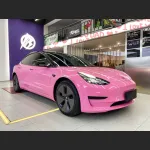Ravoony Plus Glossy Princess Pink Vinyl Car Wrap Tesla Model 3 Wrap