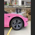 Ravoony Plus Glossy Princess Pink Vinyl Car Wrap Tesla Model 3 Wrap
