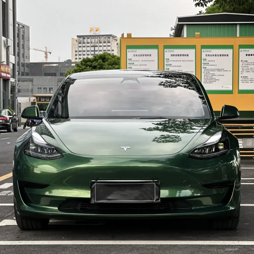 Ravoony Plus Metal Sonoma Green Car Vinyl Wrap Tesla Model 3 Wrap