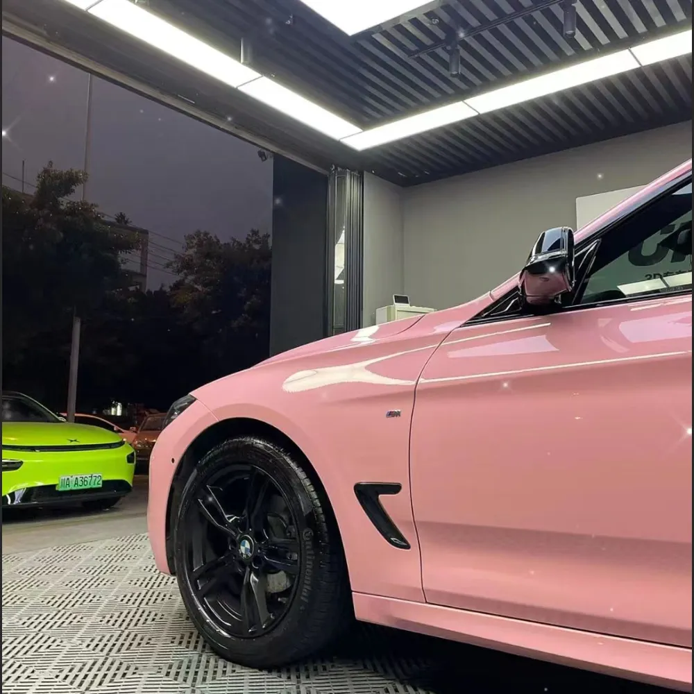 Ravoony Plus Glossy Crystal Peach Pink Car Vinyl Wrap BMW 3 GT Wrap