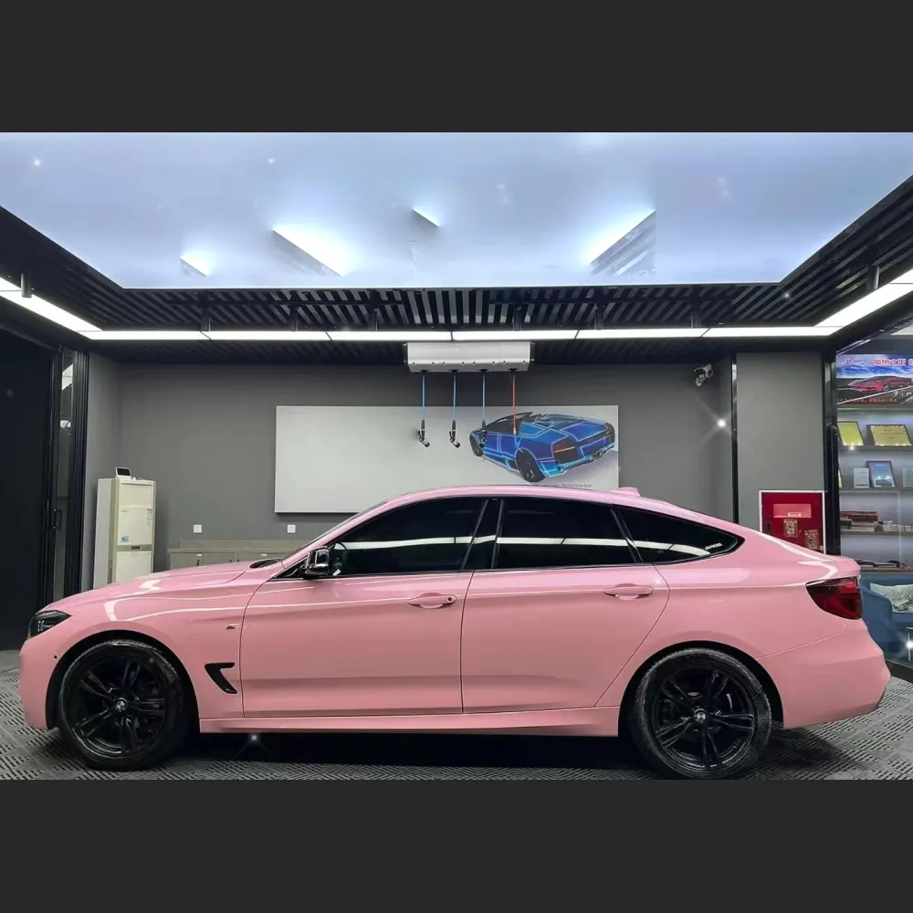 Ravoony Plus Glossy Crystal Peach Pink Car Vinyl Wrap BMW 3 GT Wrap