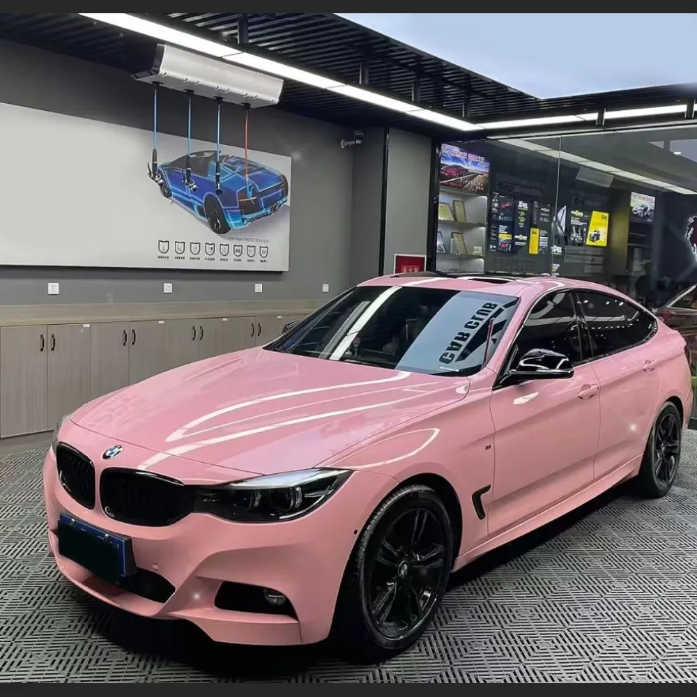 Ravoony Plus Glossy Crystal Peach Pink Car Vinyl Wrap BMW 3 GT Wrap