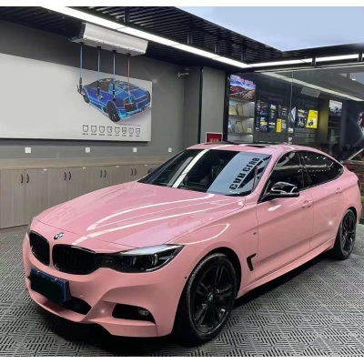Ravoony Plus Glossy Crystal Peach Pink Car Vinyl Wrap BMW 3 GT Wrap 02