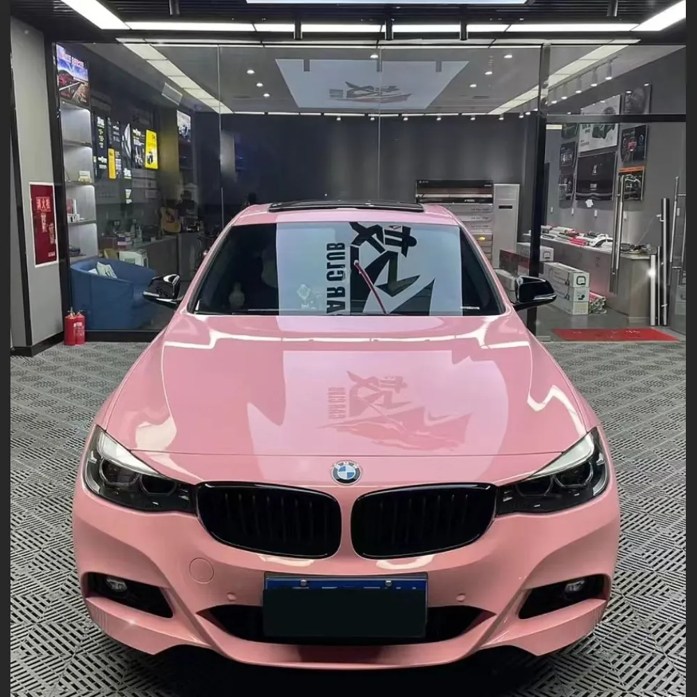 Ravoony Plus Glossy Crystal Peach Pink Car Vinyl Wrap BMW 3 GT Wrap