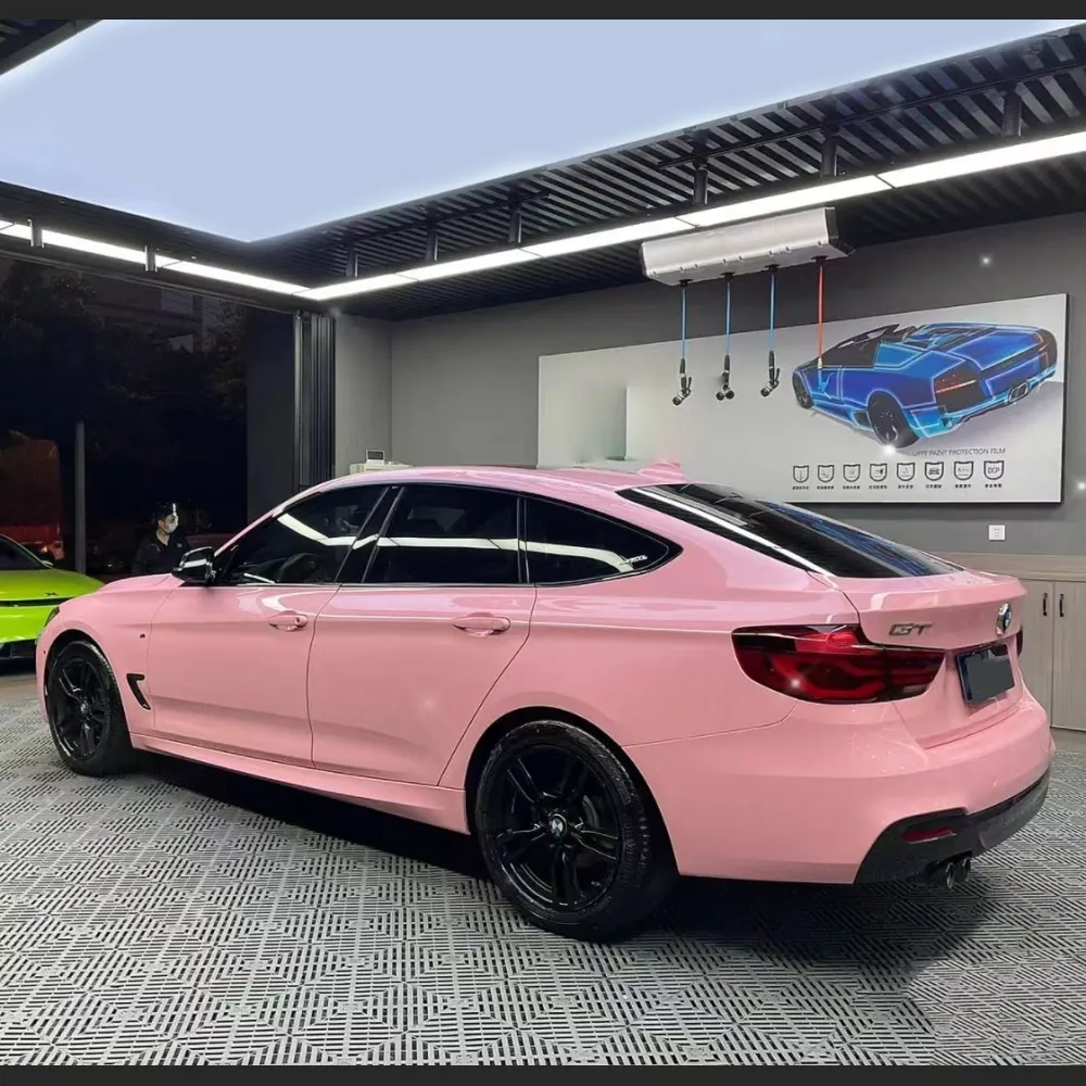 Ravoony Plus Glossy Crystal Peach Pink Car Vinyl Wrap BMW 3 GT Wrap