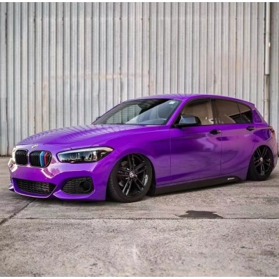 Ravoony Plus PET Glossy Explosion Purple Car Vinyl Wrap BMW 1 Series Wrap 02