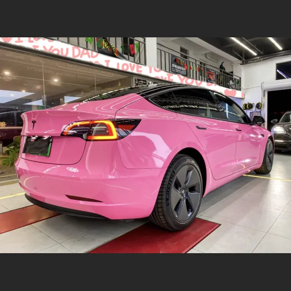 Ravoony Glossy Princess Pink Vinyl Car Wrap 