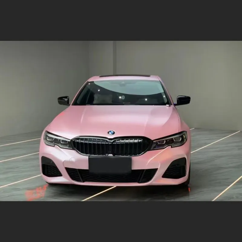 Ravoony Plus Pure Metal Cherry Pink Car Vinyl Wrap BMW 3 Series Wrap 
