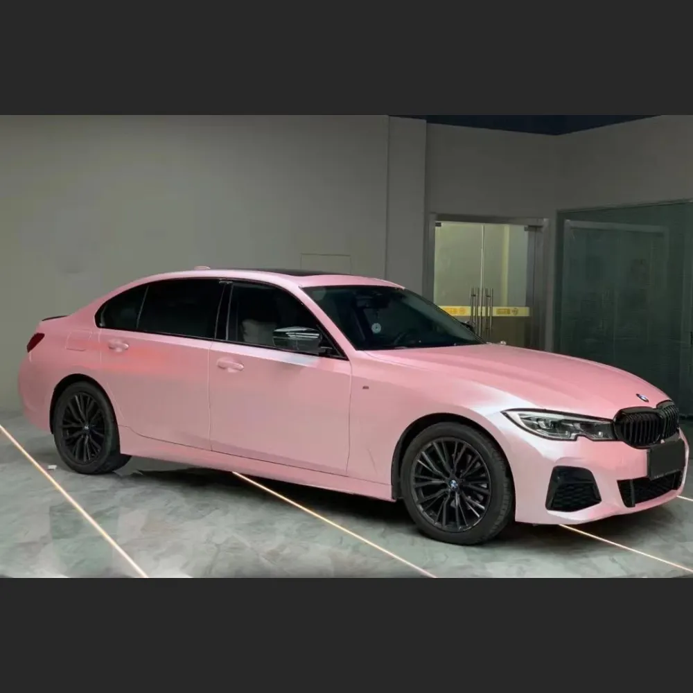 Ravoony Plus Pure Metal Cherry Pink Car Vinyl Wrap BMW 3 Series Wrap 