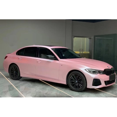 Ravoony Plus Pure Metal Cherry Pink Car Vinyl Wrap BMW 3 Series Wrap  02