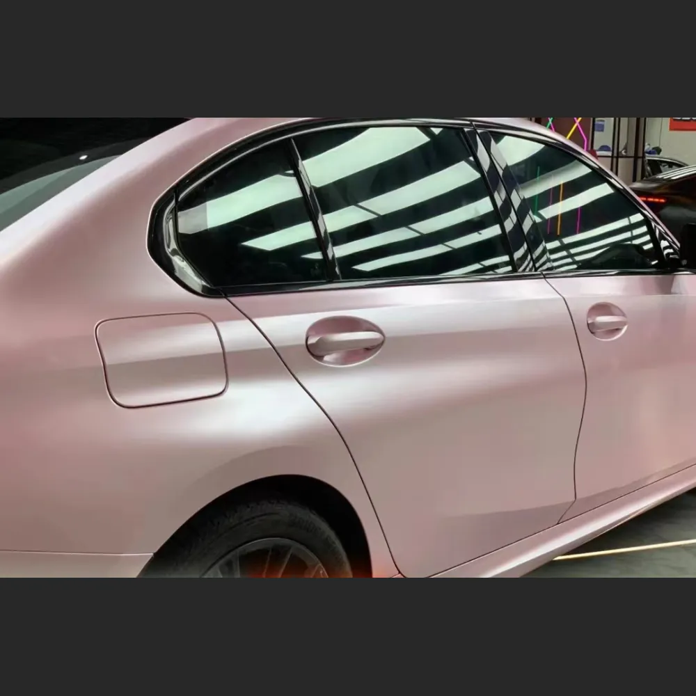 Ravoony Plus Pure Metal Cherry Pink Car Vinyl Wrap BMW 3 Series Wrap 