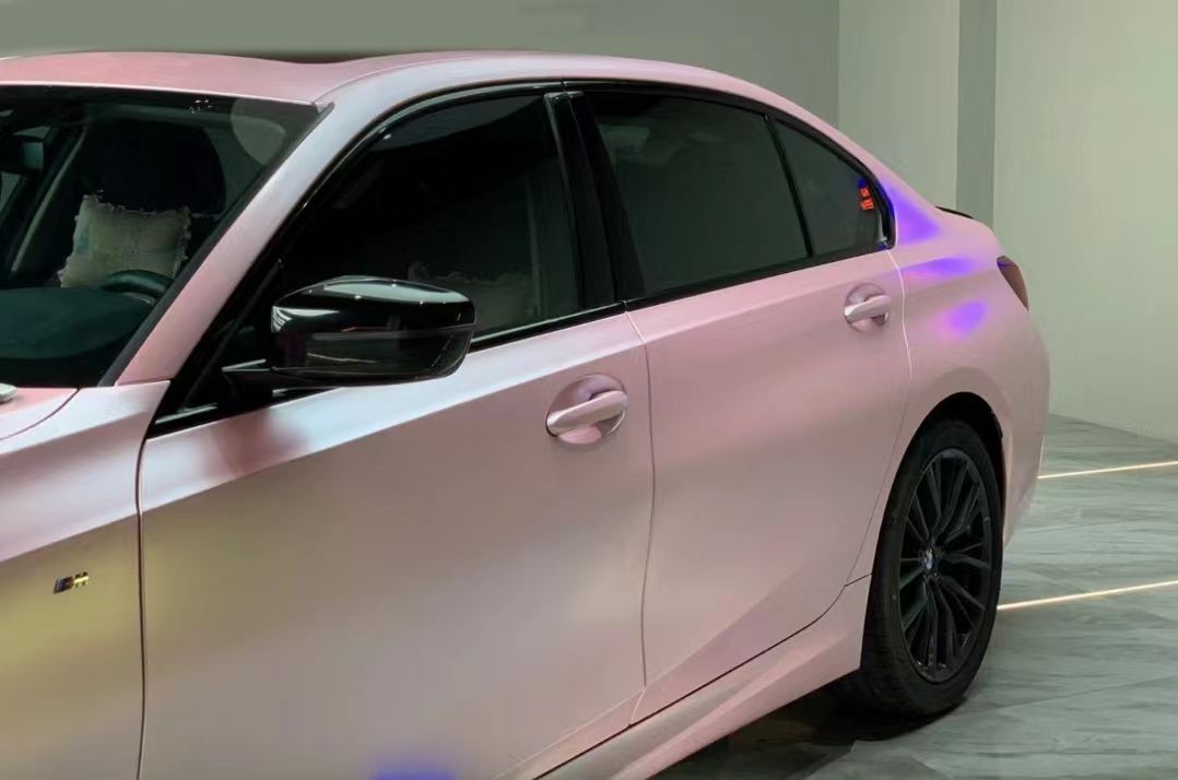 Ravoony Plus Pure Metal Cherry Pink Car Vinyl Wrap BMW 3 Series Wrap 