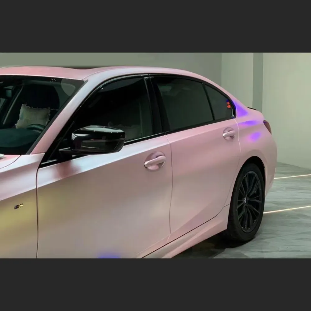 Ravoony Plus Pure Metal Cherry Pink Car Vinyl Wrap BMW 3 Series Wrap 