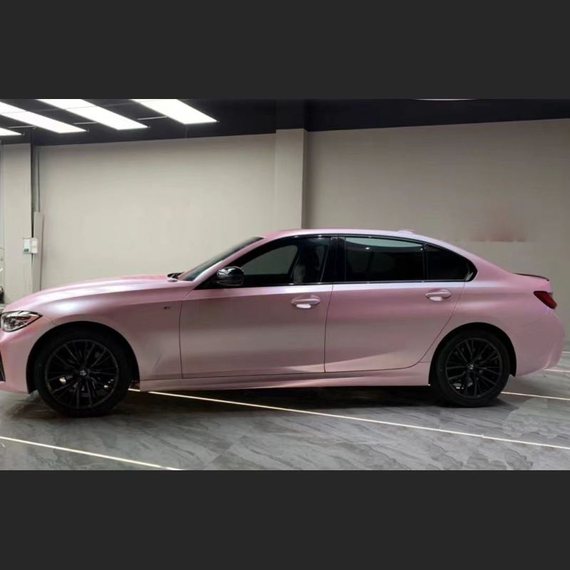 Ravoony Plus Pure Metal Cherry Pink Car Vinyl Wrap BMW 3 Series Wrap 