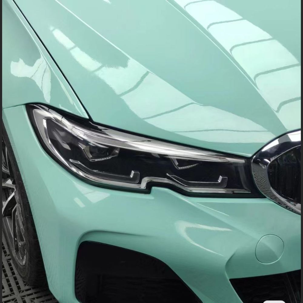Ravoony Plus Glossy Cragginess Green Car Vinyl Wrap BMW 320Li Wrap
