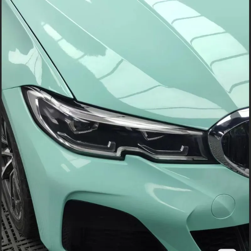 Ravoony Plus Glossy Cragginess Green Car Vinyl Wrap BMW 320Li Wrap