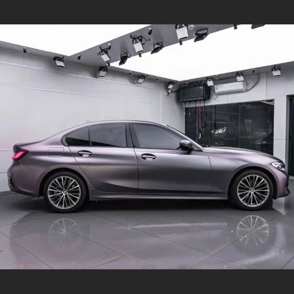 Ravoony Plus NIO Matte Capri Purple Grey Car Vinyl Wrap BMW 3 Series Wrap
