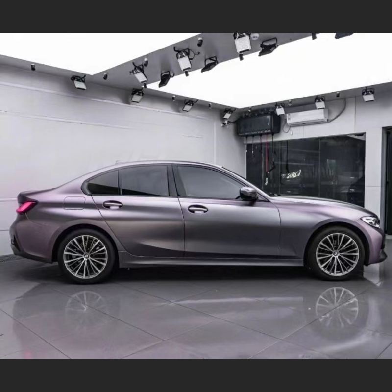 Ravoony Plus NIO Matte Capri Purple Grey Car Vinyl Wrap BMW 3 Series Wrap