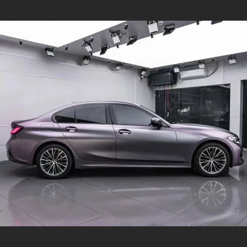 Ravoony Plus NIO Matte Capri Purple Grey Car Vinyl Wrap BMW 3 Series Wrap