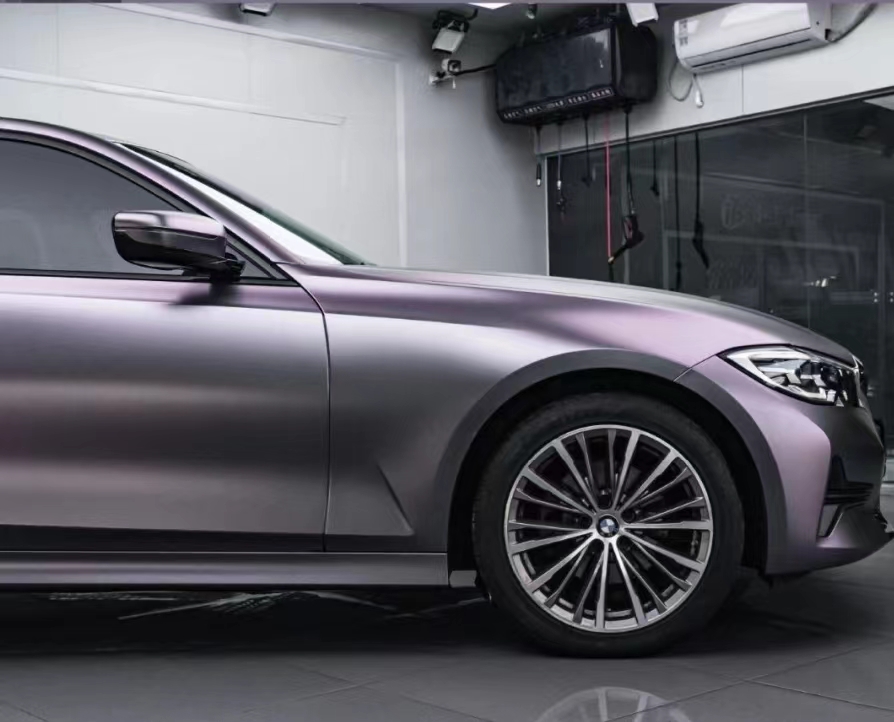Ravoony Plus NIO Matte Capri Purple Grey Car Vinyl Wrap BMW 3 Series Wrap