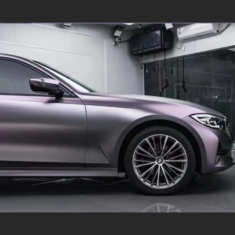 Ravoony Plus NIO Matte Capri Purple Grey Car Vinyl Wrap BMW 3 Series Wrap