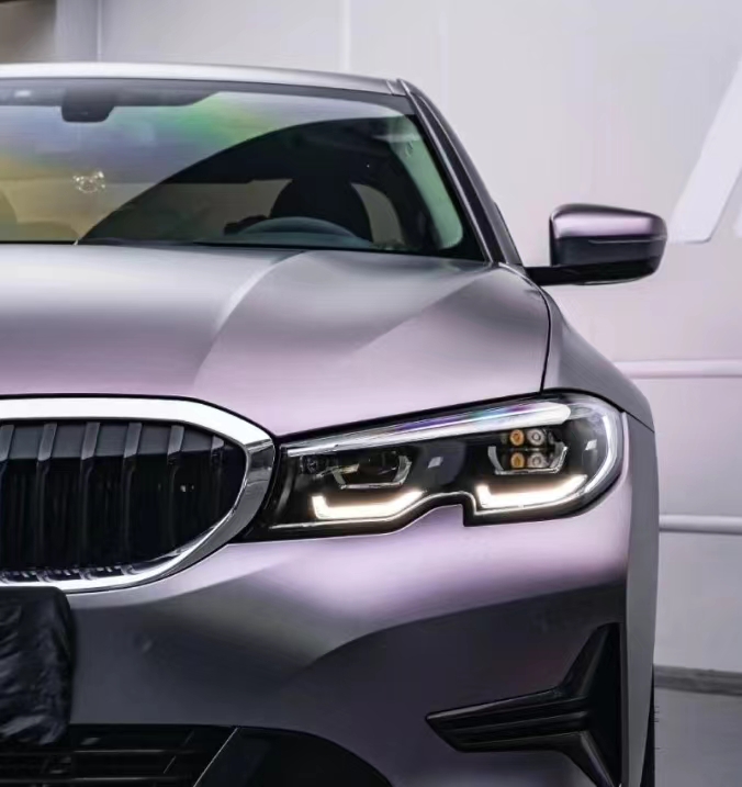 Ravoony Plus NIO Matte Capri Purple Grey Car Vinyl Wrap BMW 3 Series Wrap
