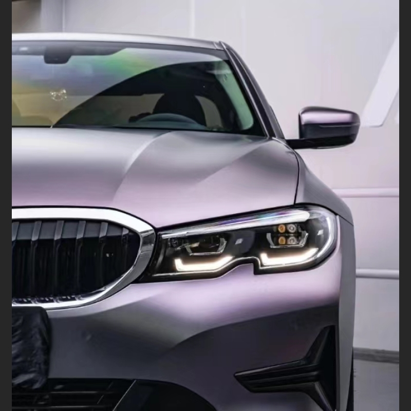 Ravoony Plus NIO Matte Capri Purple Grey Car Vinyl Wrap BMW 3 Series Wrap