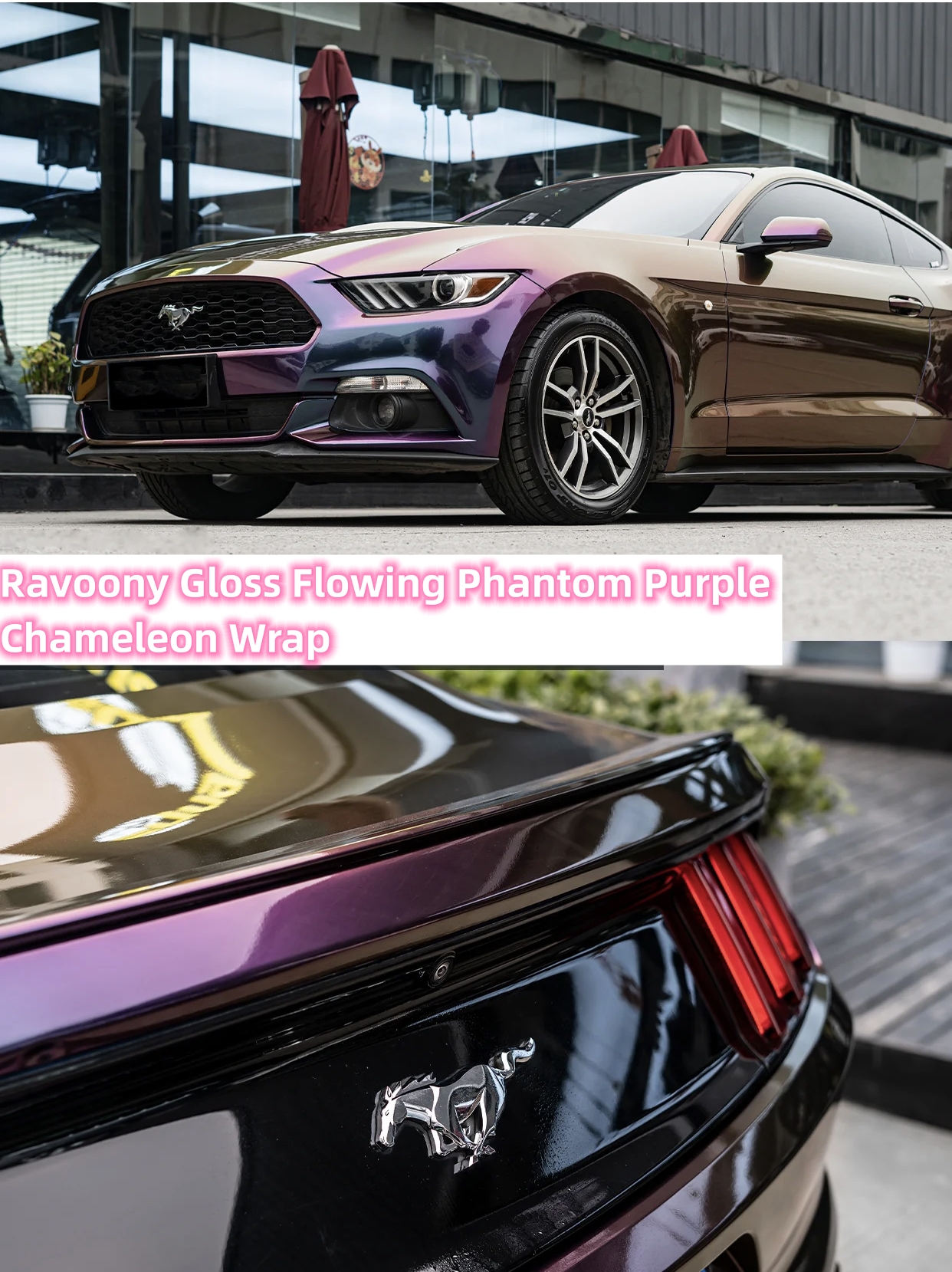 Ravoony Plus Gloss Flowing Phantom Purple Chameleon Wrap Mustang Wrap