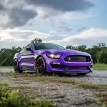 Ravoony Plus Glossy Explosion Purple Car Vinyl Wrap Purple Wrapped Mustang