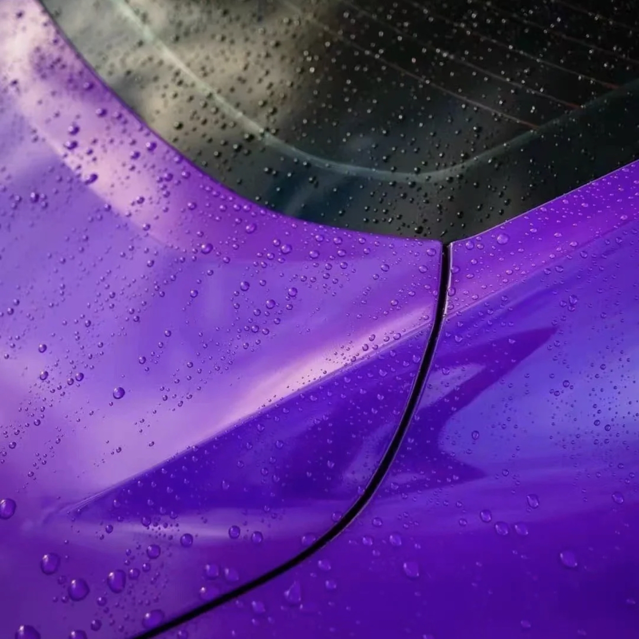 Ravoony Plus PET Glossy Explosion Purple Car Vinyl Wrap Purple Wrapped Mustang
