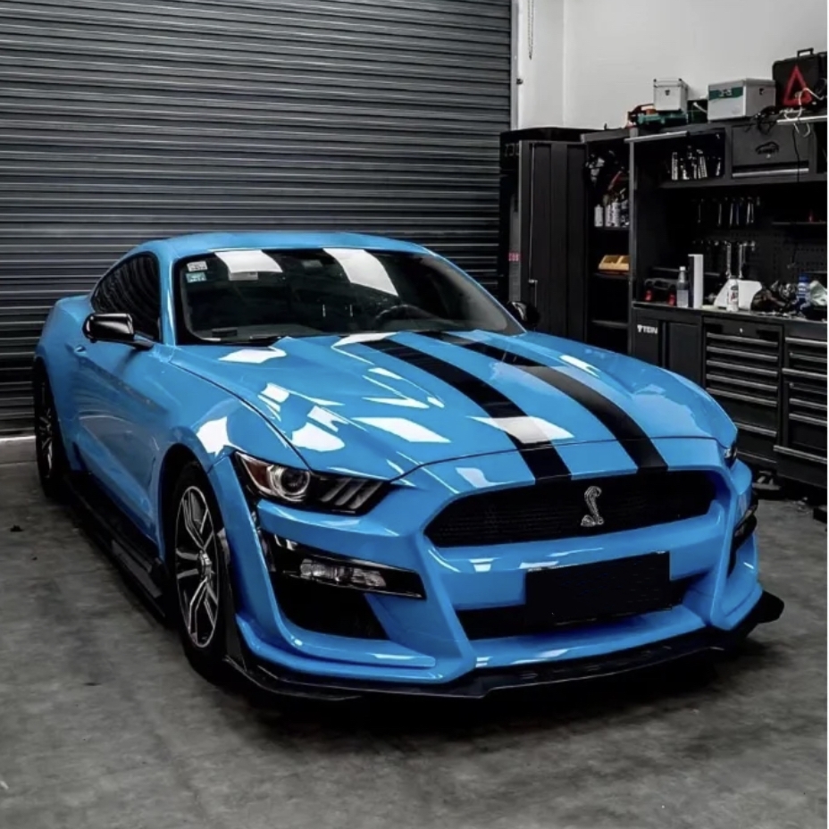  Ravoony Plus Blue Sky Car Vinyl Wrap Blue Mustang Wrap