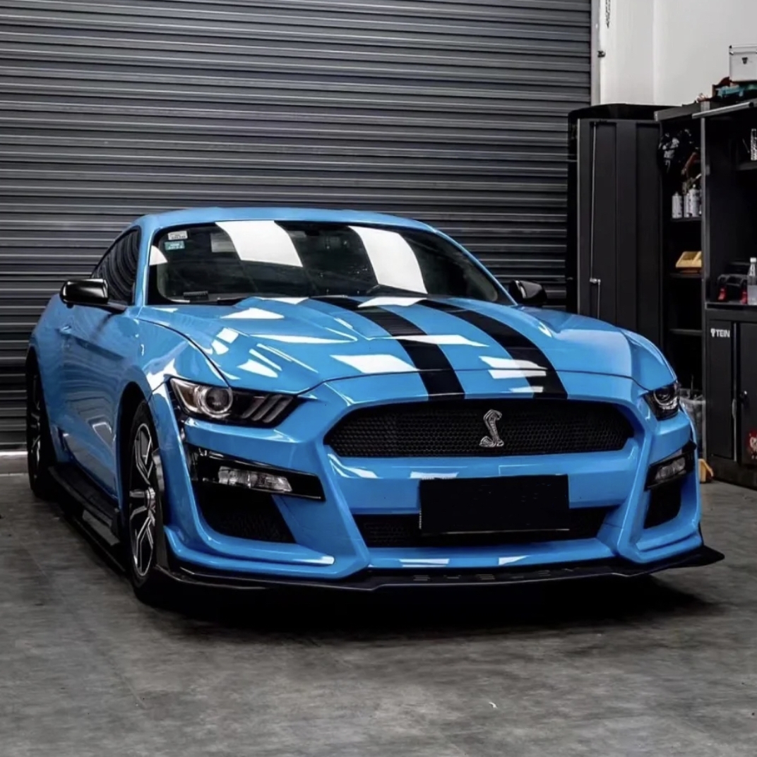  Ravoony Plus Blue Sky Car Vinyl Wrap Blue Mustang Wrap