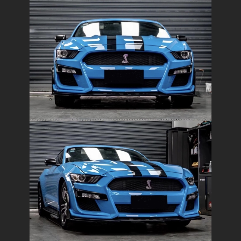  Ravoony Plus Blue Sky Car Vinyl Wrap Blue Mustang Wrap