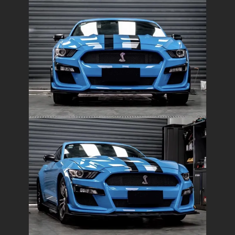  Ravoony Plus Blue Sky Car Vinyl Wrap Blue Mustang Wrap