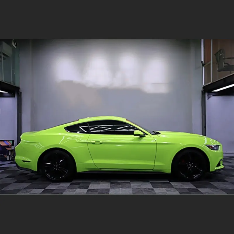 Ravoony Plus Gloss Apple Green Car Wrap Green Wrapped Mustang