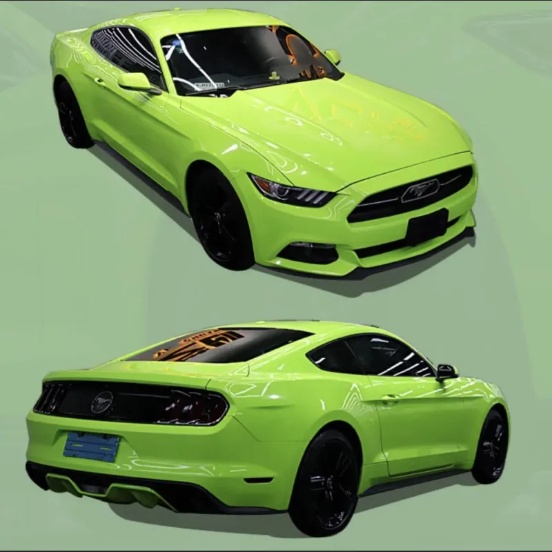 Ravoony Plus Gloss Apple Green Car Wrap Green Wrapped Mustang
