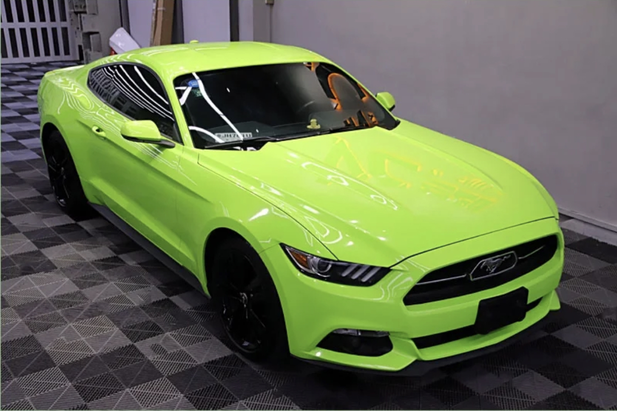 Ravoony Plus Gloss Apple Green Car Wrap Green Wrapped Mustang