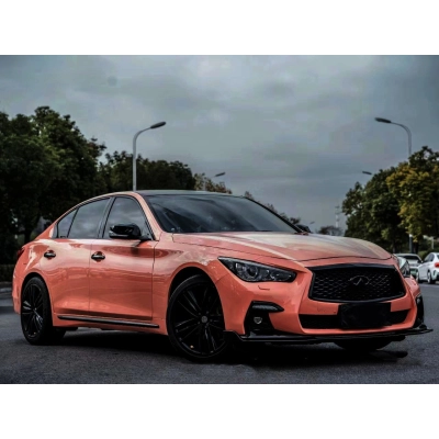 Ravoony Plus Glossy Paggy Pink Car Vinyl Wrap Q50 Wrap 02