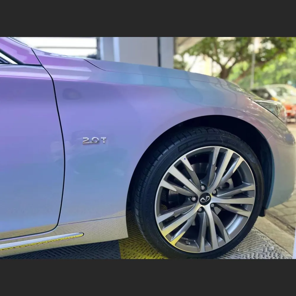 Ravoony Plus Twin Candy Grey Purple Color Fliper Car Wrap Q50 Wrap