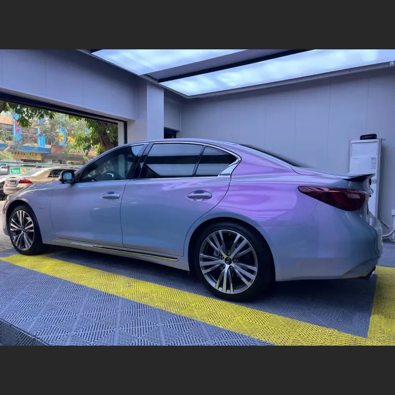 Ravoony Plus Twin Candy Grey Purple Color Fliper Car Wrap Q50 Wrap