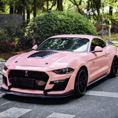  Ravoony Glossy Crystal Peach Pink Car Vinyl Wrap Ford Mustang Wrap