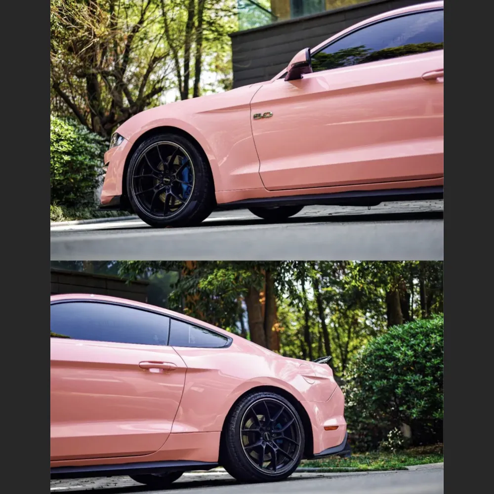  Ravoony Plus Glossy Crystal Peach Pink Car Vinyl Wrap Ford Mustang Wrap