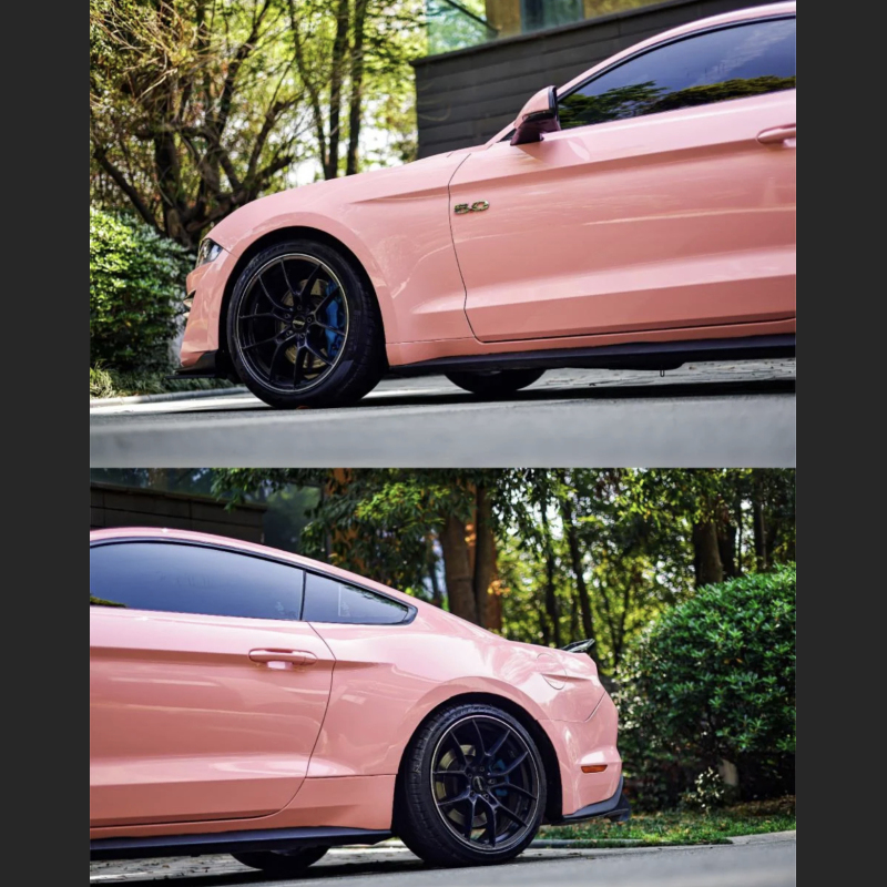  Ravoony Plus Glossy Crystal Peach Pink Car Vinyl Wrap Ford Mustang Wrap