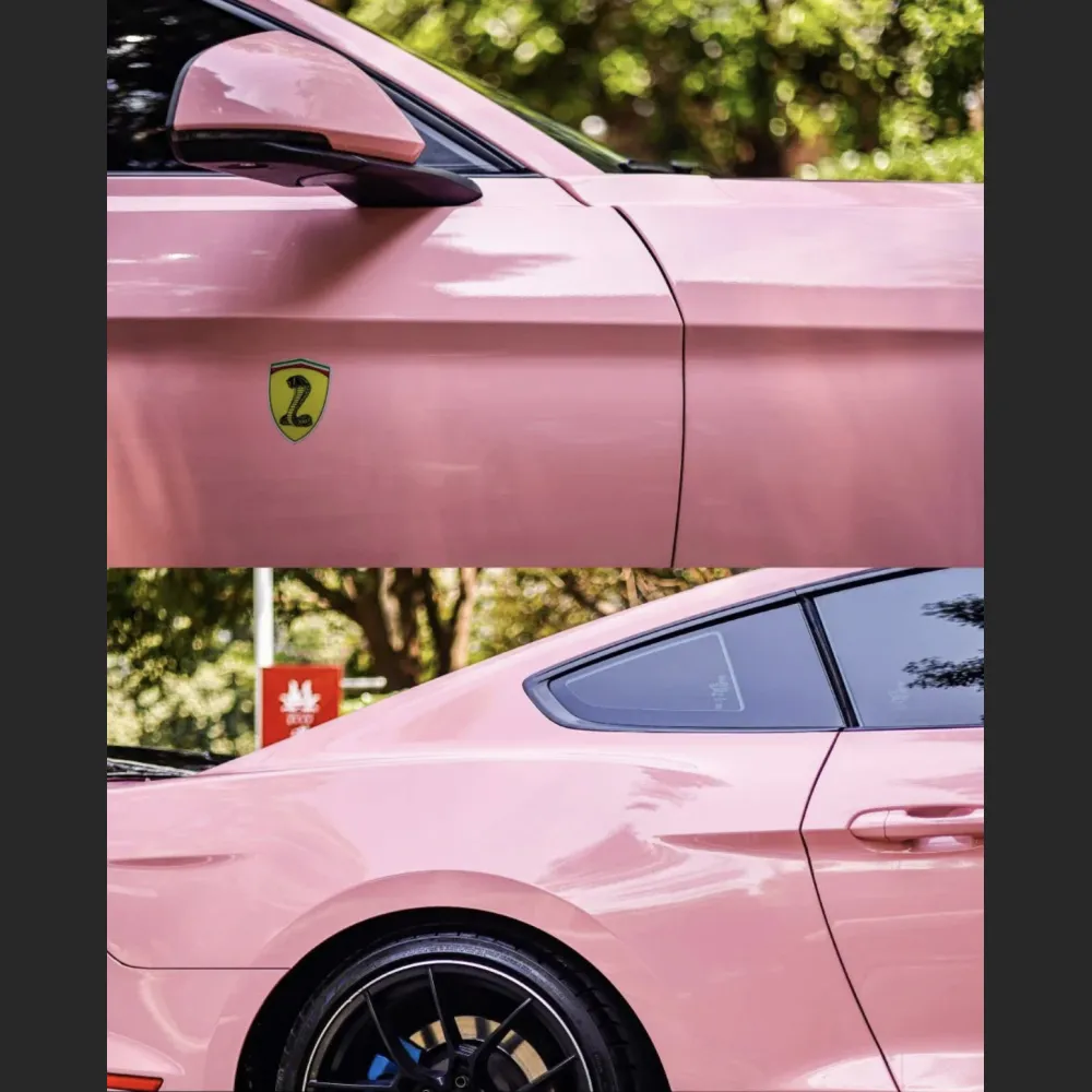  Ravoony Plus Glossy Crystal Peach Pink Car Vinyl Wrap Ford Mustang Wrap