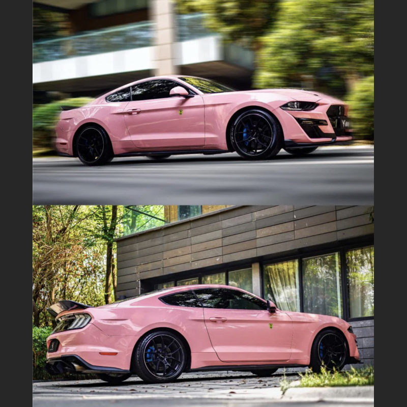  Ravoony Plus Glossy Crystal Peach Pink Car Vinyl Wrap Ford Mustang Wrap