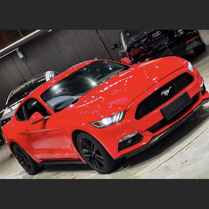 Ravoony Plus Glossy Crystal Ferrari Red Vinyl Car Wrap Mustang Wrap