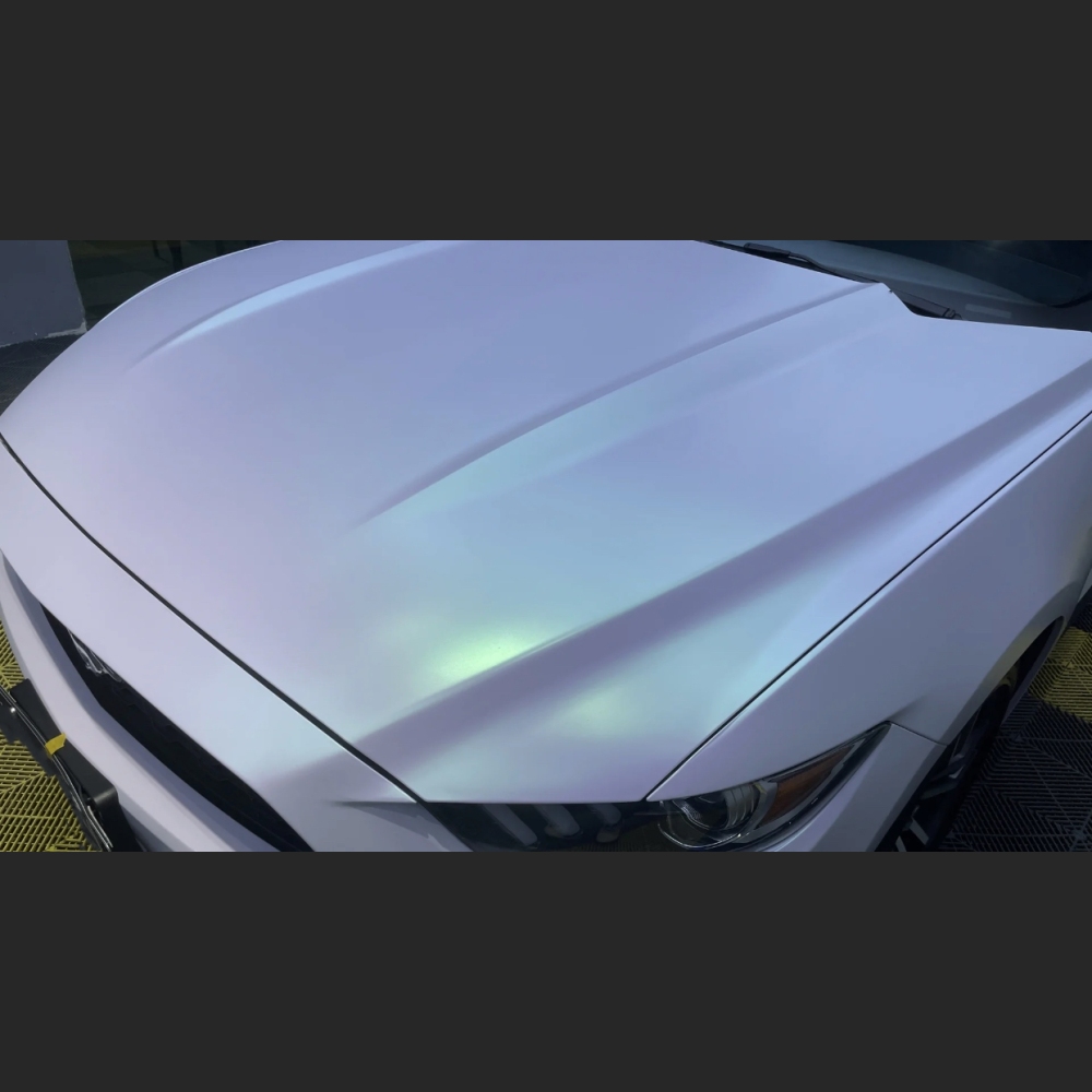 Ravoony Plus Aurora White Car Vinyl Wrap Ford Mustang Wrap