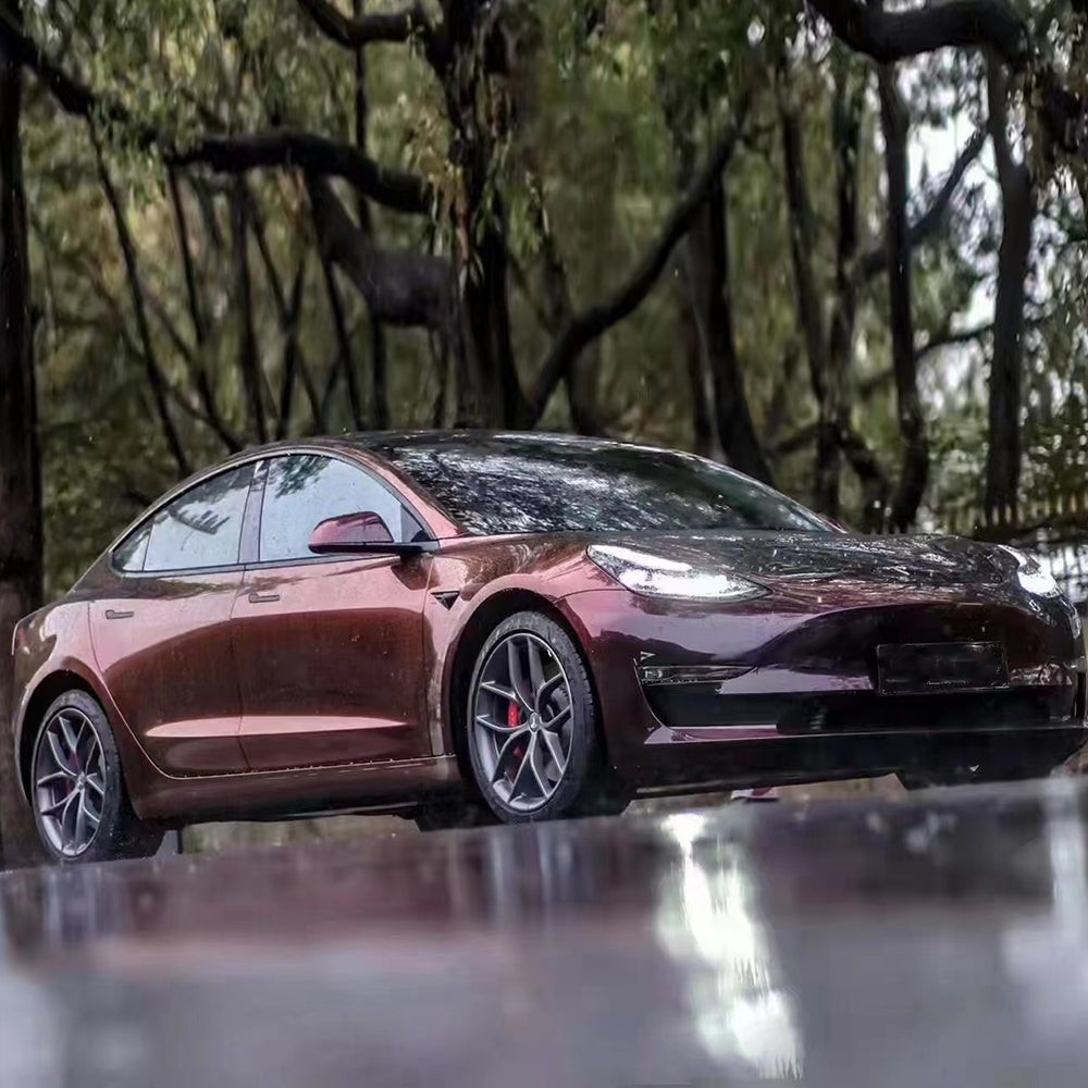 Glossy Diamond Black Red Vinyl Car Wrap