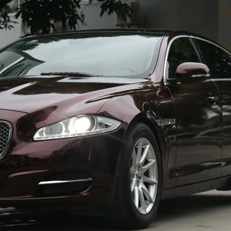 Ravoony Glossy Diamond Black Red Vinyl Car Wrap